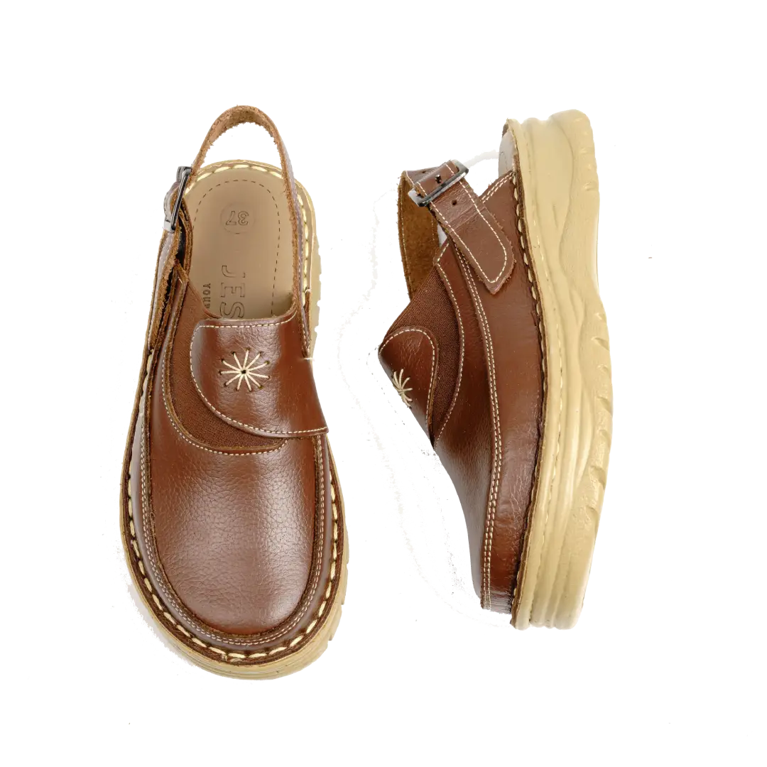 223 Women Genuine Leather Medical Clogs – Comfortable Orthopedic Walking Shoes