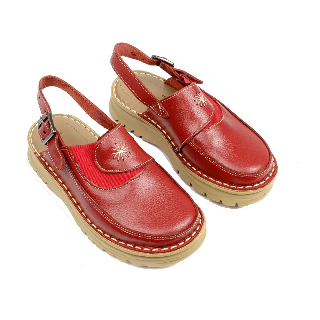 223 Women Genuine Leather Medical Clogs – Comfortable Orthopedic Walking Shoes