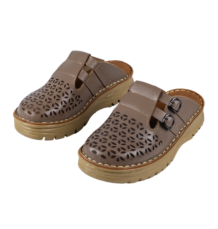 سابو حريمي جلد طبيعي مريح للمشي موديل 206 – شوز طبي بمقاسات واسعة 