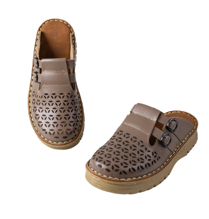 سابو حريمي جلد طبيعي مريح للمشي موديل 206 – شوز طبي بمقاسات واسعة 