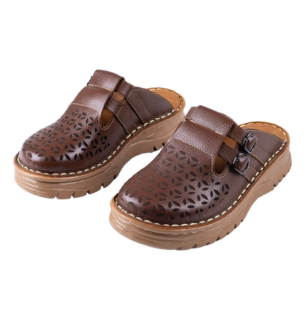 سابو حريمي جلد طبيعي مريح للمشي موديل 206 – شوز طبي بمقاسات واسعة 