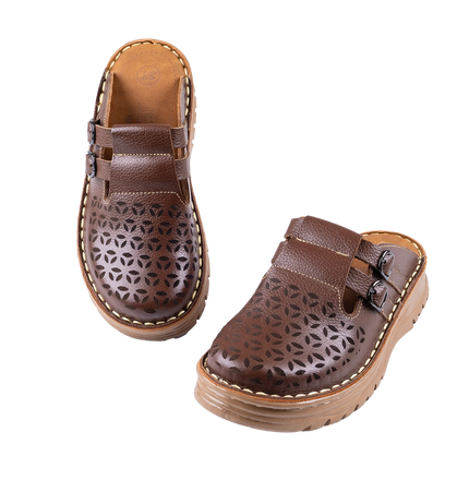 سابو حريمي جلد طبيعي مريح للمشي موديل 206 – شوز طبي بمقاسات واسعة 