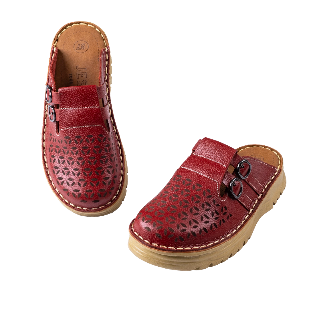 206 Women Genuine Leather Medical Clogs – Comfortable Orthopedic Walking Shoes