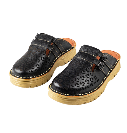 سابو حريمي جلد طبيعي مريح للمشي موديل 206 – شوز طبي بمقاسات واسعة 