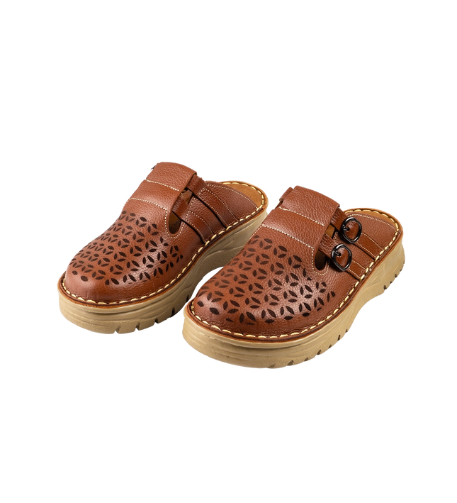 سابو حريمي جلد طبيعي مريح للمشي موديل 206 – شوز طبي بمقاسات واسعة 