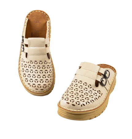 سابو حريمي جلد طبيعي مريح للمشي موديل 206 – شوز طبي بمقاسات واسعة 