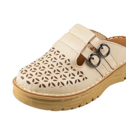 سابو حريمي جلد طبيعي مريح للمشي موديل 206 – شوز طبي بمقاسات واسعة 