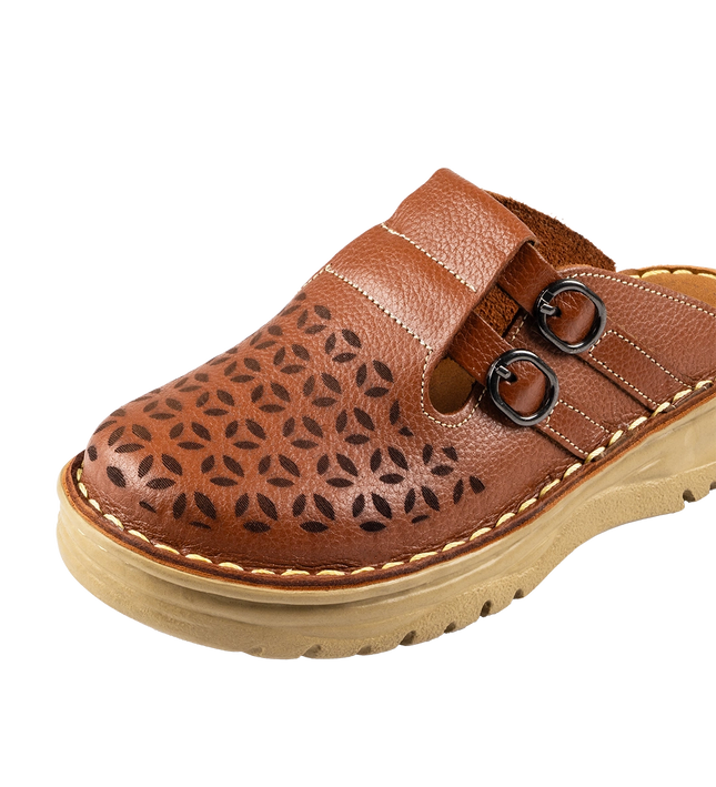 سابو حريمي جلد طبيعي مريح للمشي موديل 206 – شوز طبي بمقاسات واسعة 