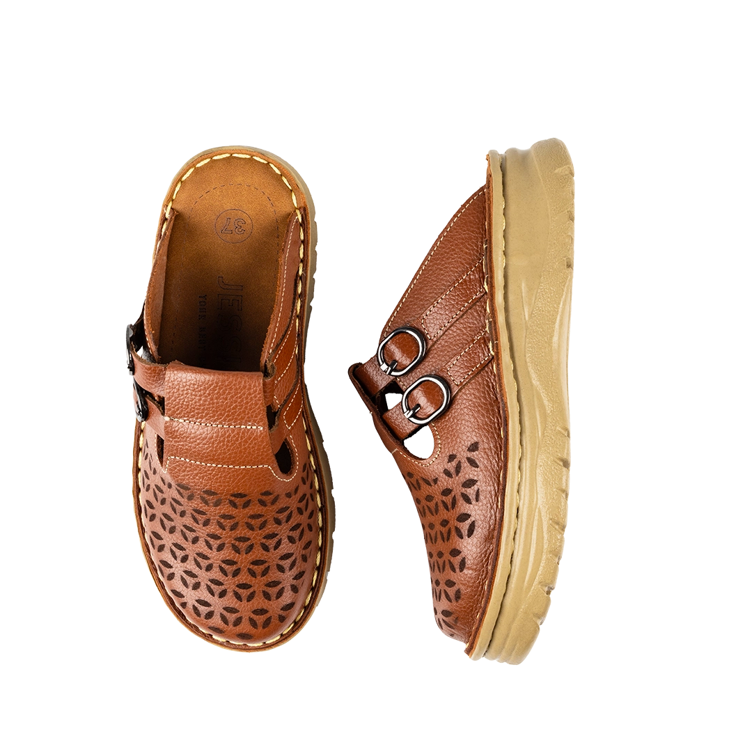 206 Women Genuine Leather Medical Clogs – Comfortable Orthopedic Walking Shoes