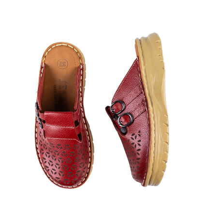 سابو حريمي جلد طبيعي مريح للمشي موديل 206 – شوز طبي بمقاسات واسعة 