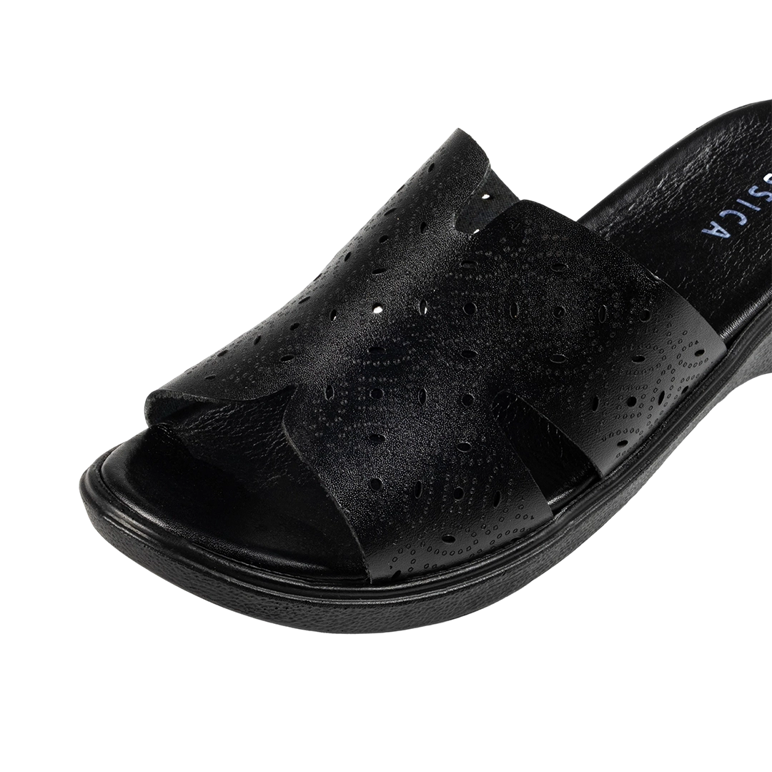 9070 Women Genuine Leather Sabot – Comfortable 3cm Heel Daily Shoes