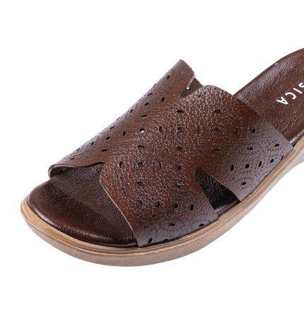 9070 Women Genuine Leather Sabot – Comfortable 3cm Heel Daily Shoes