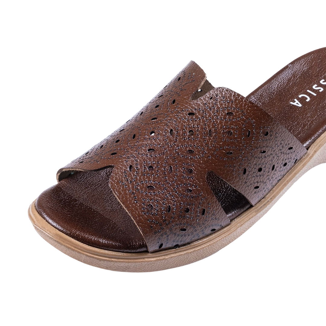 9070 Women Genuine Leather Sabot – Comfortable 3cm Heel Daily Shoes