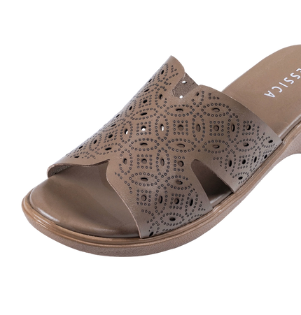 9070 Women Genuine Leather Sabot – Comfortable 3cm Heel Daily Shoes