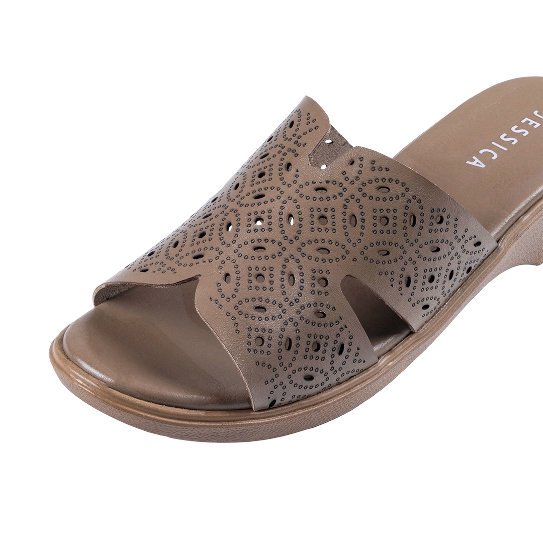 9070 Women Genuine Leather Sabot – Comfortable 3cm Heel Daily Shoes