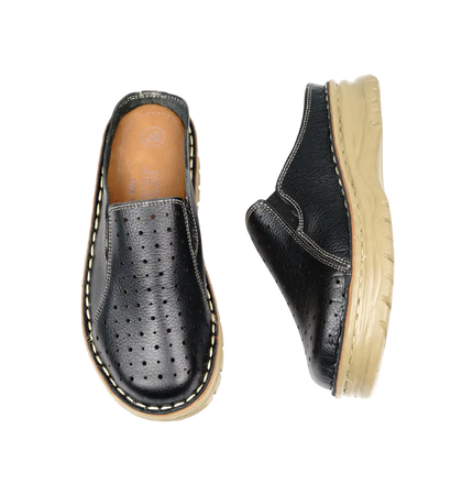 244 Women Genuine Leather Medical Clogs – Comfortable Orthopedic Walking Shoes