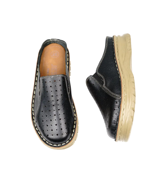 سابو حريمي جلد طبيعي مريح للمشي موديل 244 – شوز طبي بمقاسات واسعة 