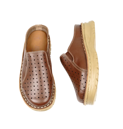 244 Women Genuine Leather Medical Clogs – Comfortable Orthopedic Walking Shoes