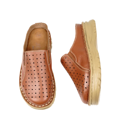 244 Women Genuine Leather Medical Clogs – Comfortable Orthopedic Walking Shoes