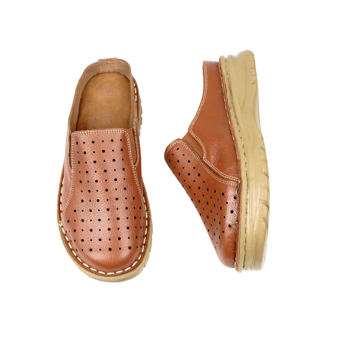 244 Women Genuine Leather Medical Clogs – Comfortable Orthopedic Walking Shoes
