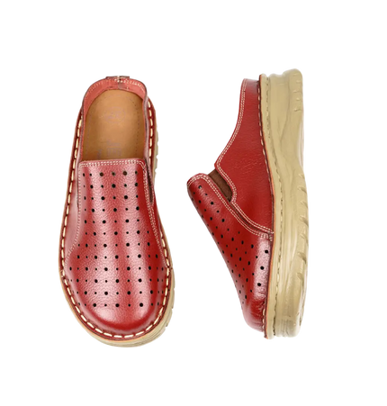 244 Women Genuine Leather Medical Clogs – Comfortable Orthopedic Walking Shoes