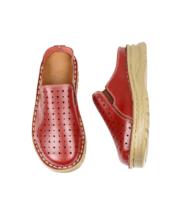 سابو حريمي جلد طبيعي مريح للمشي موديل 244 – شوز طبي بمقاسات واسعة 