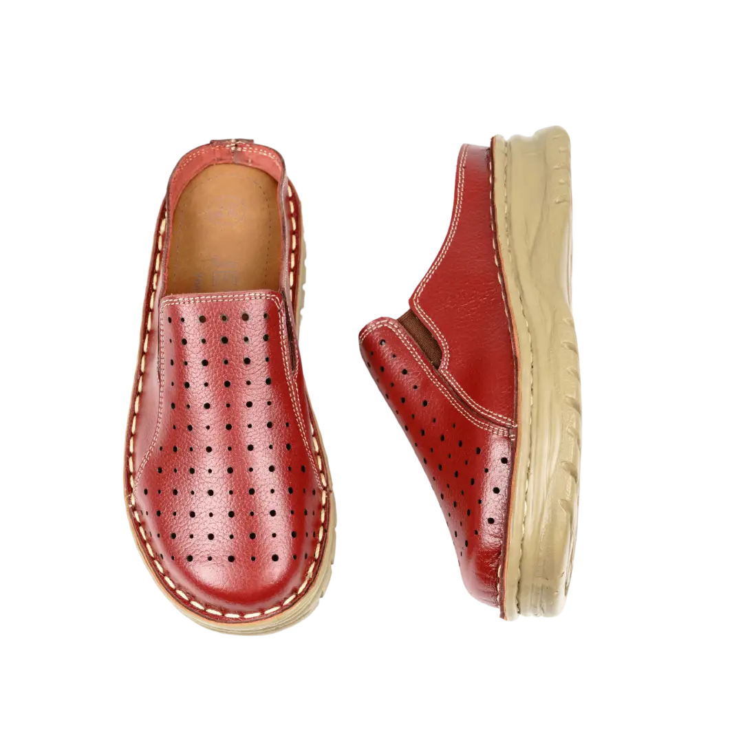 244 Women Genuine Leather Medical Clogs – Comfortable Orthopedic Walking Shoes