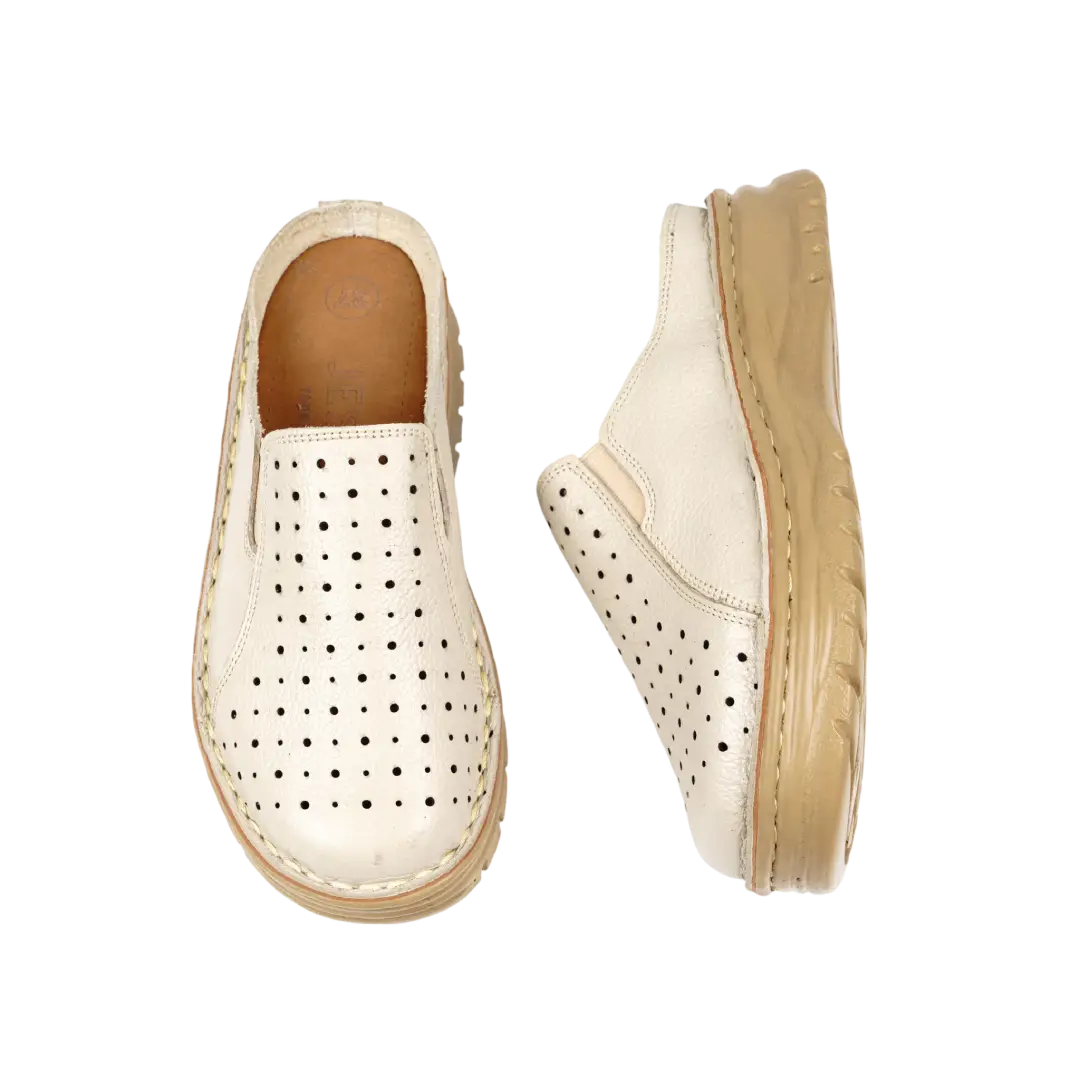 244 Women Genuine Leather Medical Clogs – Comfortable Orthopedic Walking Shoes