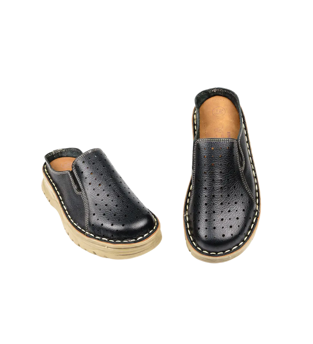 سابو حريمي جلد طبيعي مريح للمشي موديل 244 – شوز طبي بمقاسات واسعة 