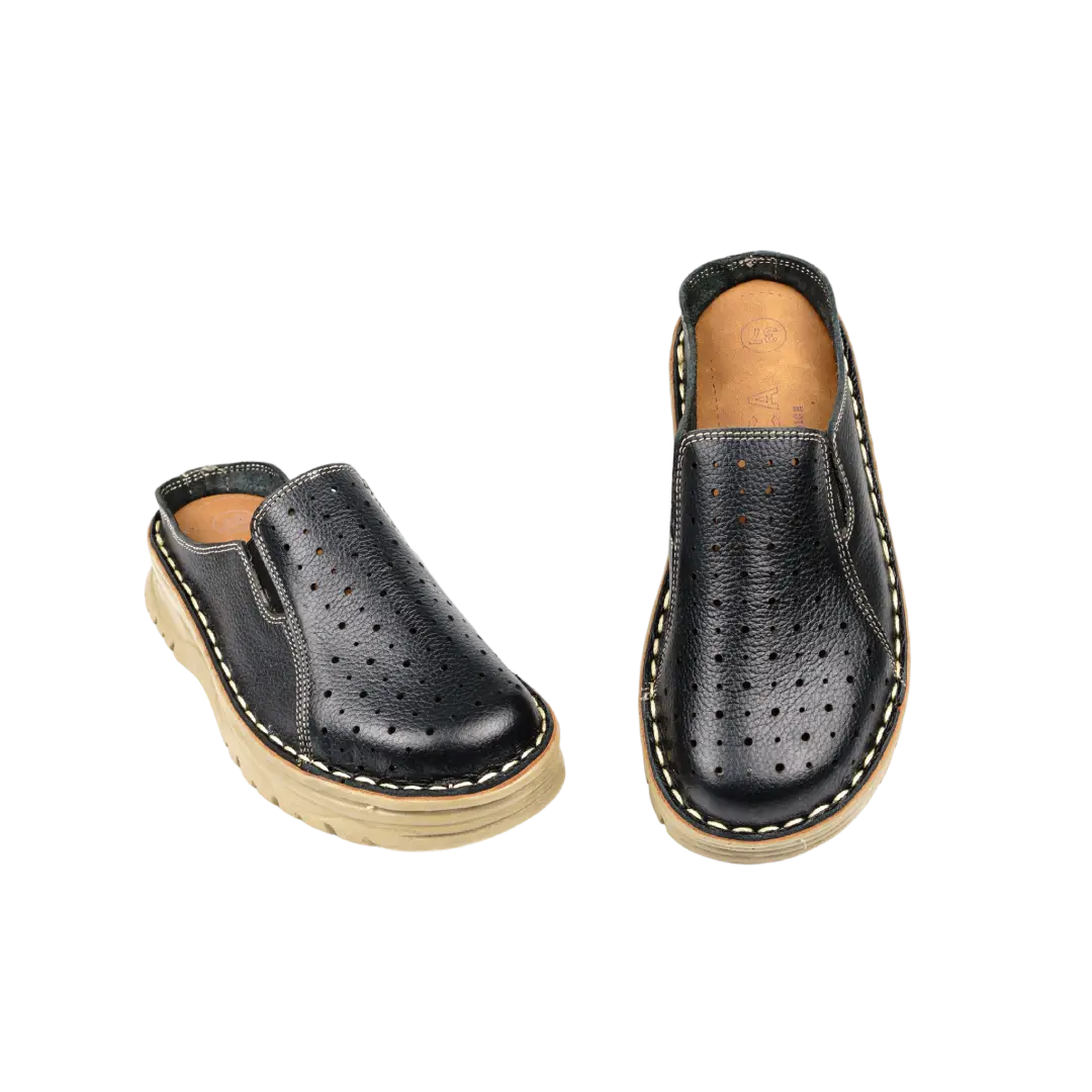 244 Women Genuine Leather Medical Clogs – Comfortable Orthopedic Walking Shoes