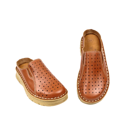 244 Women Genuine Leather Medical Clogs – Comfortable Orthopedic Walking Shoes