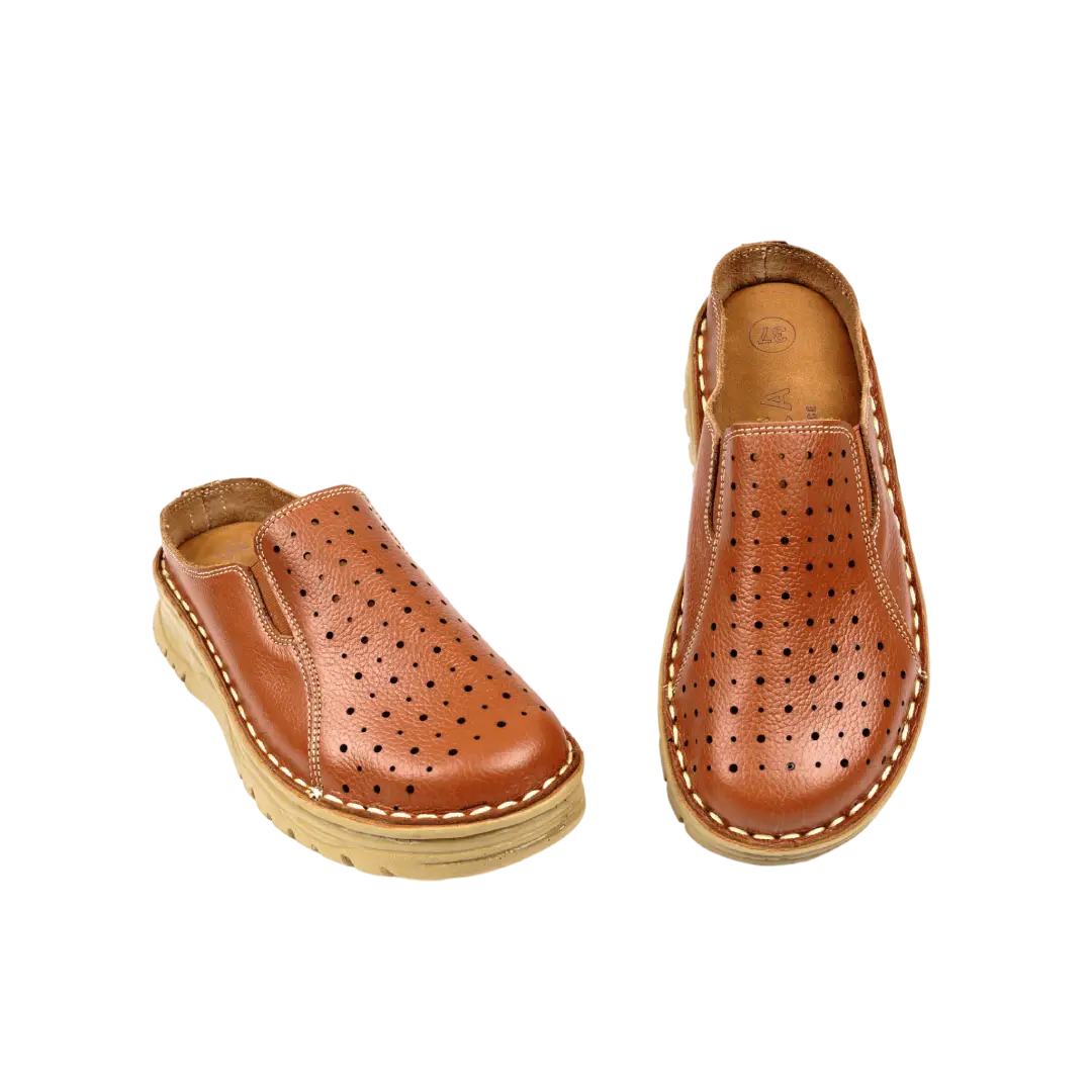 244 Women Genuine Leather Medical Clogs – Comfortable Orthopedic Walking Shoes