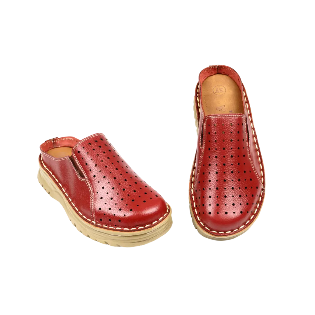244 Women Genuine Leather Medical Clogs – Comfortable Orthopedic Walking Shoes