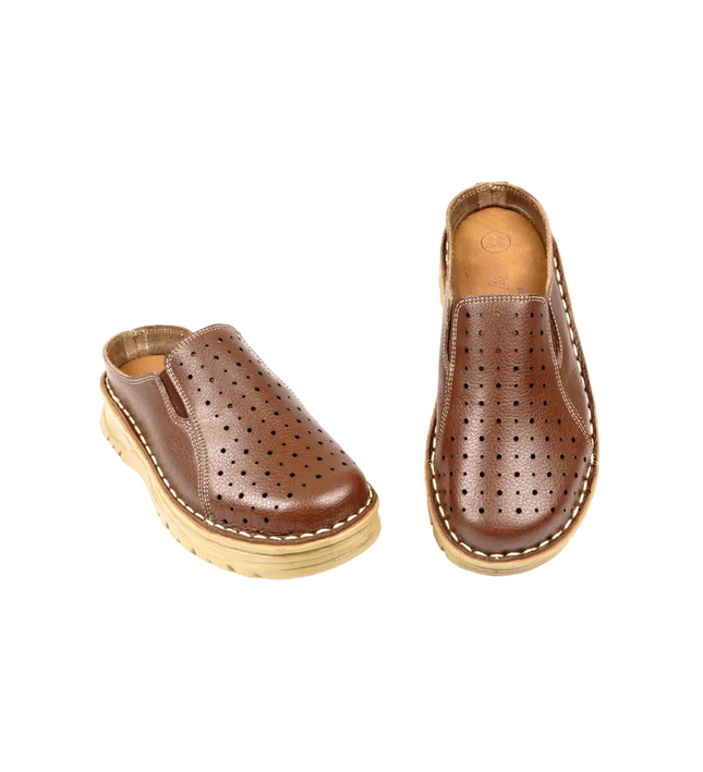 سابو حريمي جلد طبيعي مريح للمشي موديل 244 – شوز طبي بمقاسات واسعة 