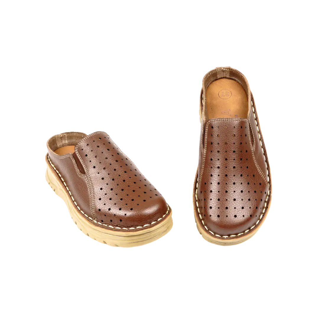 244 Women Genuine Leather Medical Clogs – Comfortable Orthopedic Walking Shoes