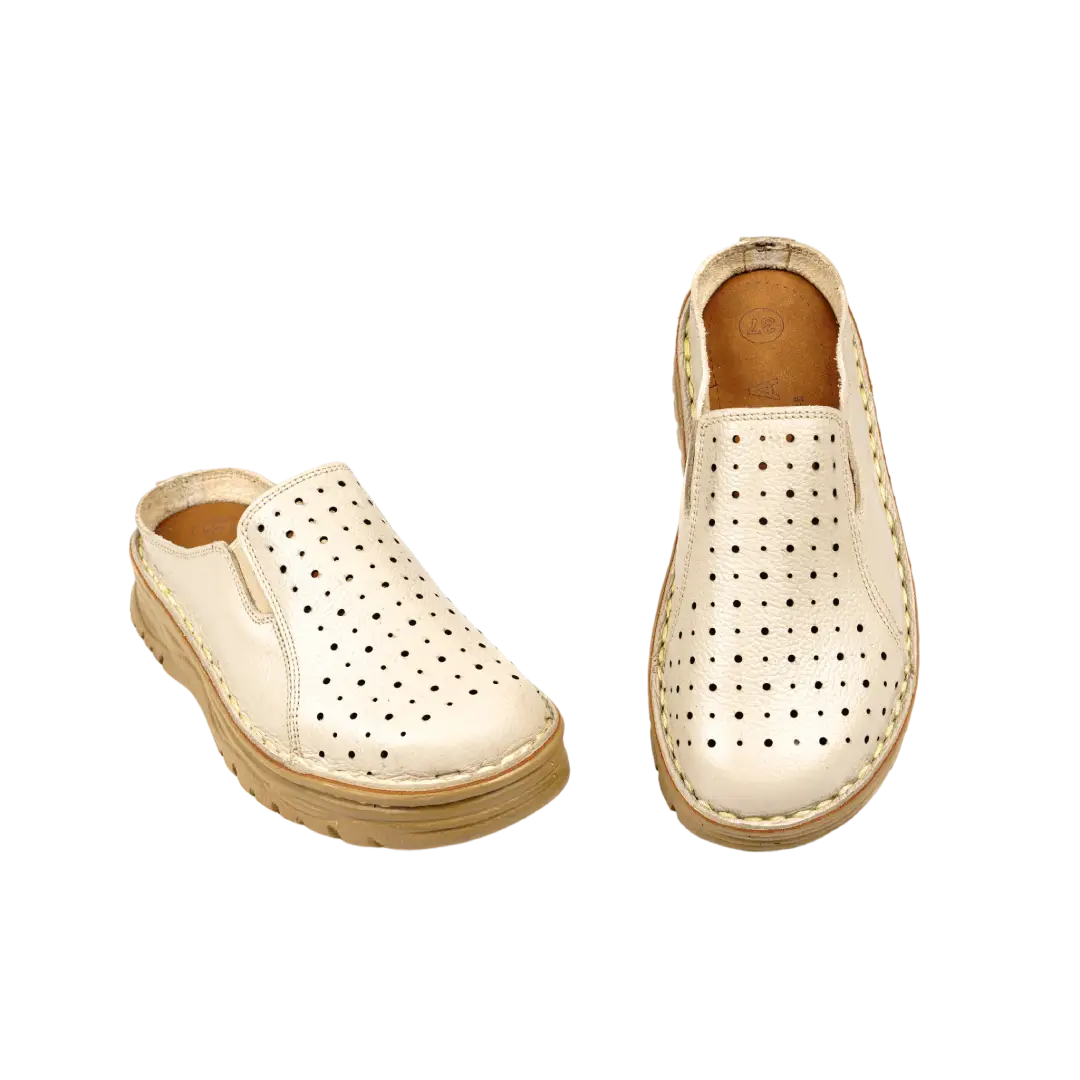 244 Women Genuine Leather Medical Clogs – Comfortable Orthopedic Walking Shoes