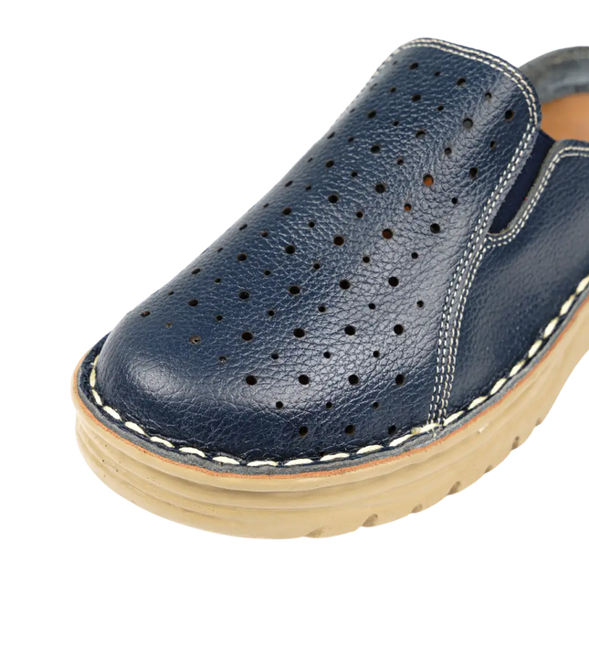 سابو حريمي جلد طبيعي مريح للمشي موديل 244 – شوز طبي بمقاسات واسعة 