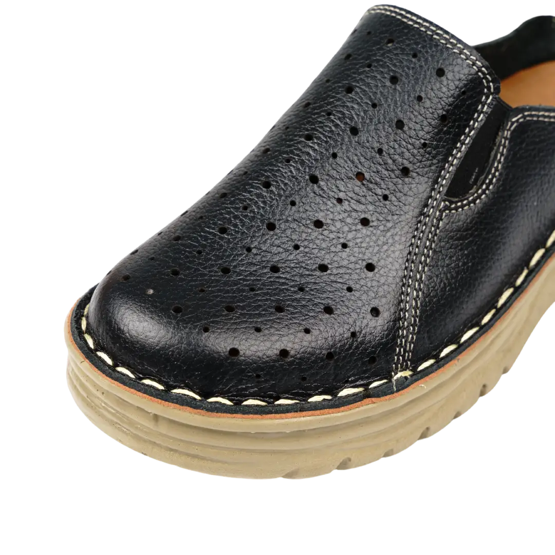 244 Women Genuine Leather Medical Clogs – Comfortable Orthopedic Walking Shoes