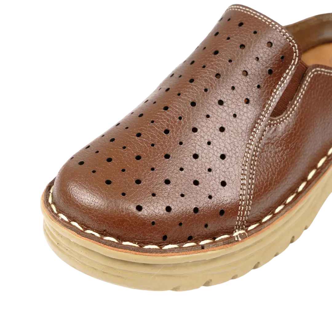 244 Women Genuine Leather Medical Clogs – Comfortable Orthopedic Walking Shoes