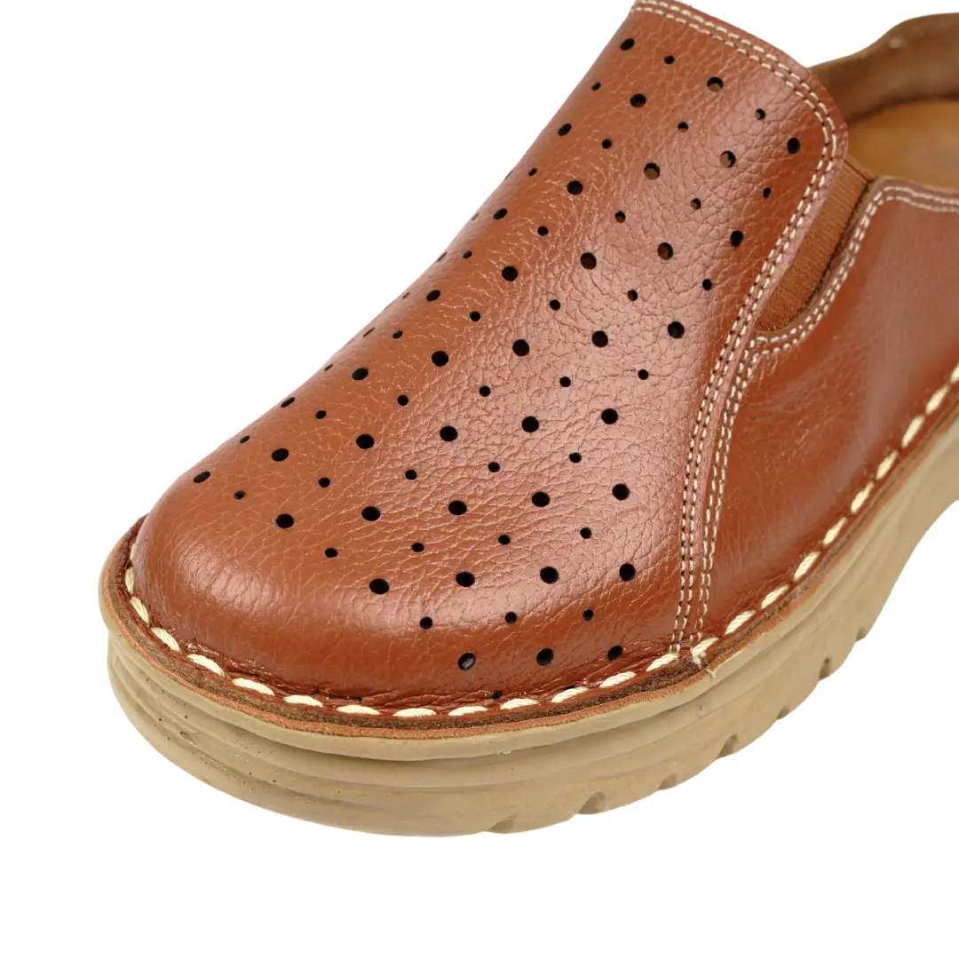 244 Women Genuine Leather Medical Clogs – Comfortable Orthopedic Walking Shoes
