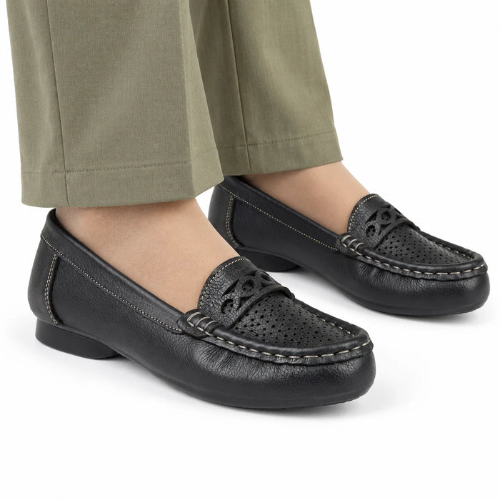 Jessica L34 women leather loafers, black pair cover