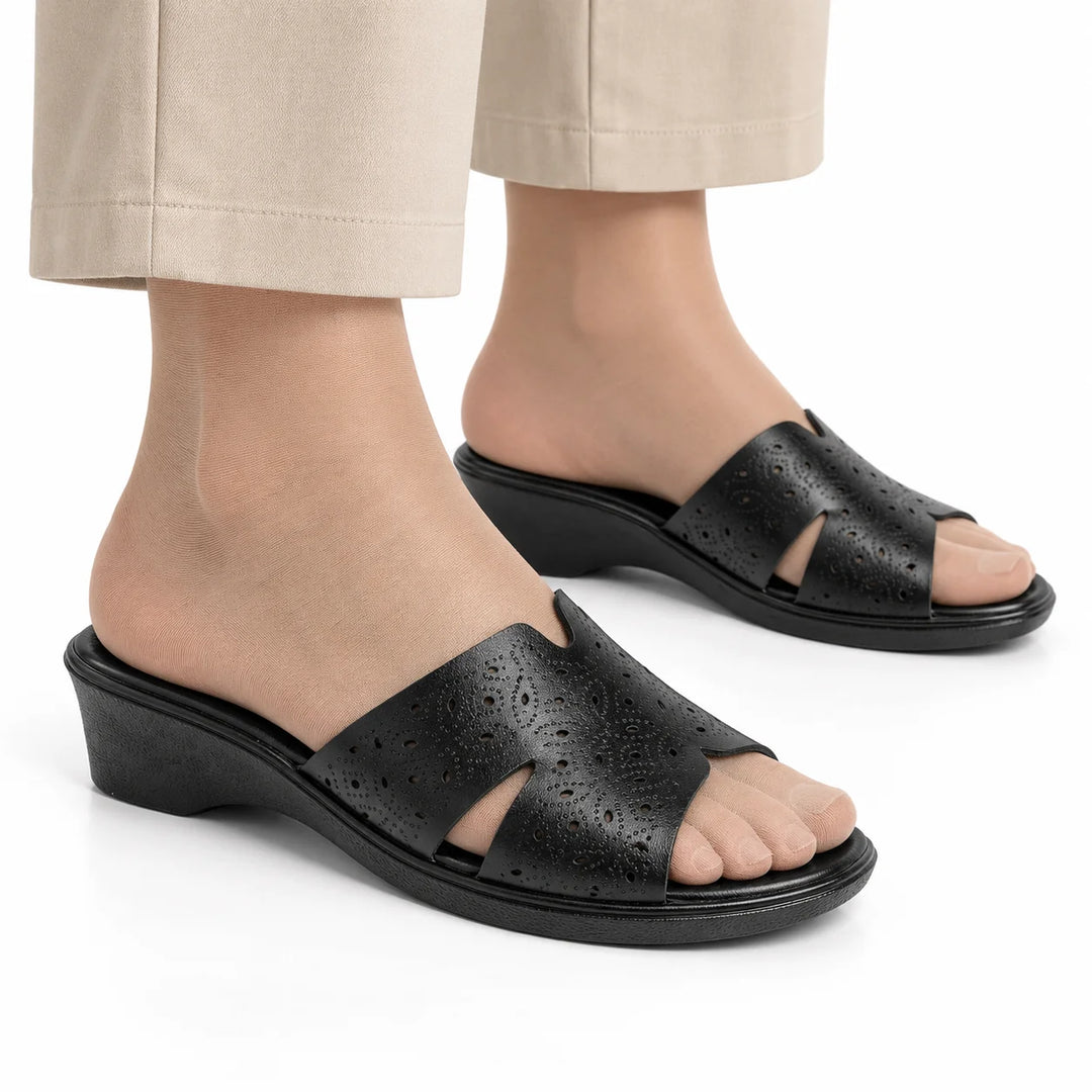 9070 Women Genuine Leather Sabot – Comfortable 3cm Heel Daily Shoes