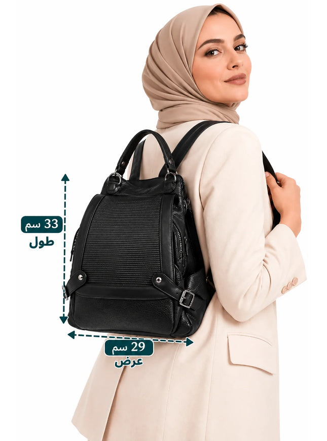 شنطة باك حريمي كبيرة موديل B24 – جلد مستورد بجيوب خارجية | جيسيكا