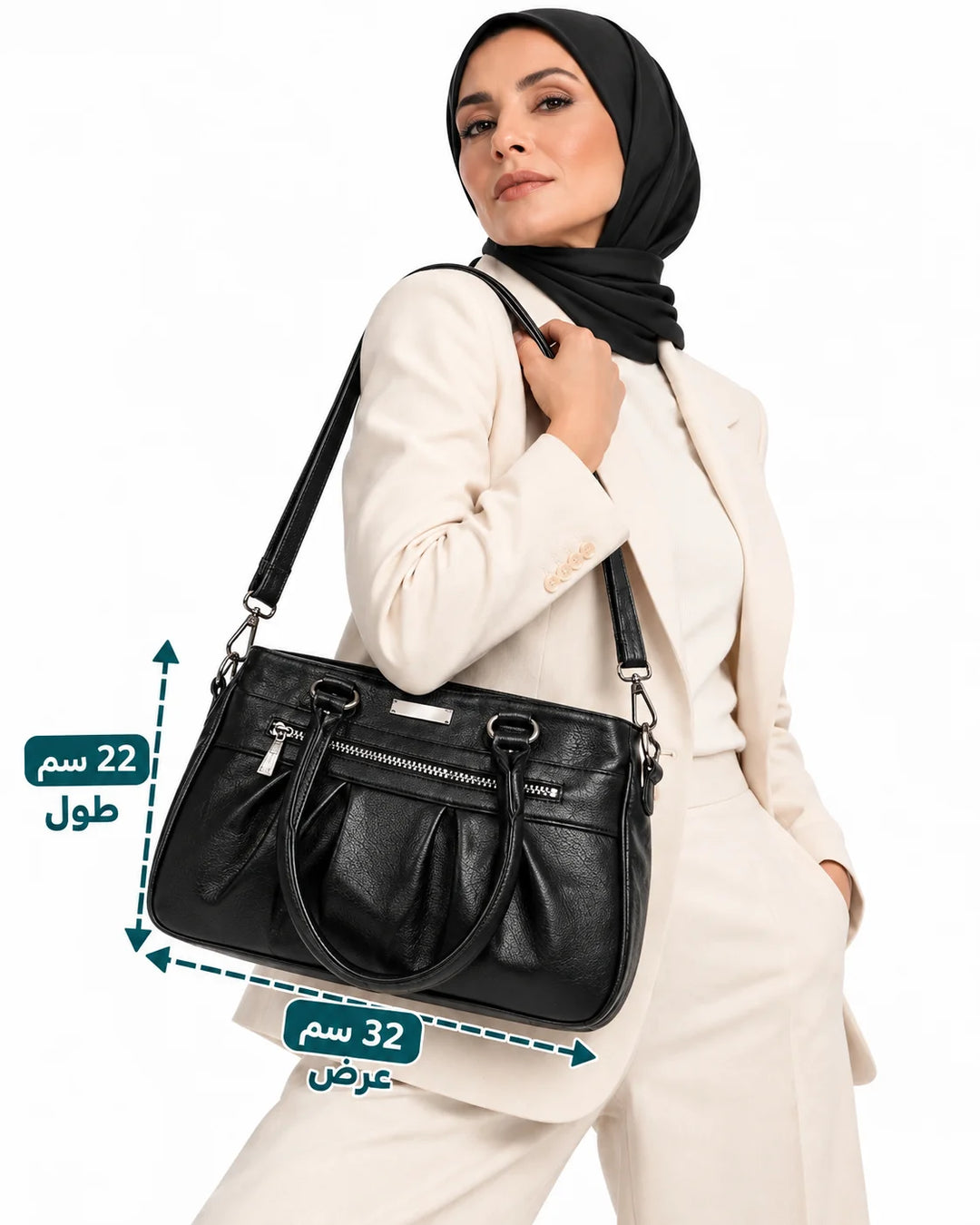شنطة كتف حريمي كبيرة موديل M340 – كتف وكروس جلد مستورد | جيسيكا