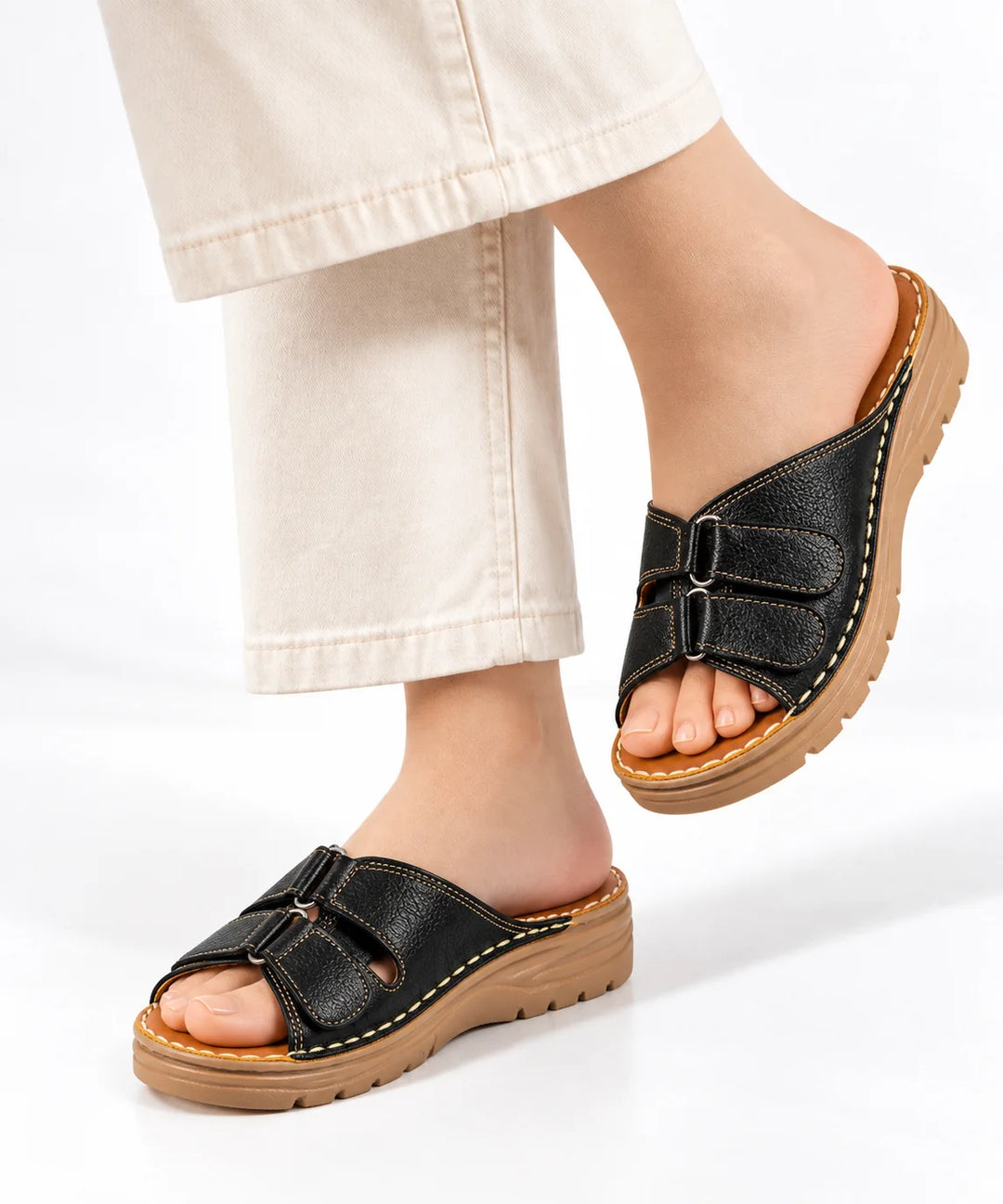 213 Women Genuine Leather Medical Clogs – Comfortable Orthopedic Walking Shoes