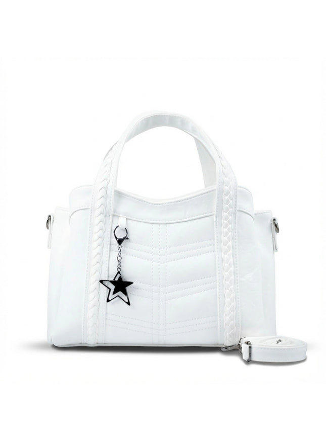 شنطة كتف حريمي كبيرة موديل M78 بحزام كروس جلد مستورد – شنطة عملية للعمل