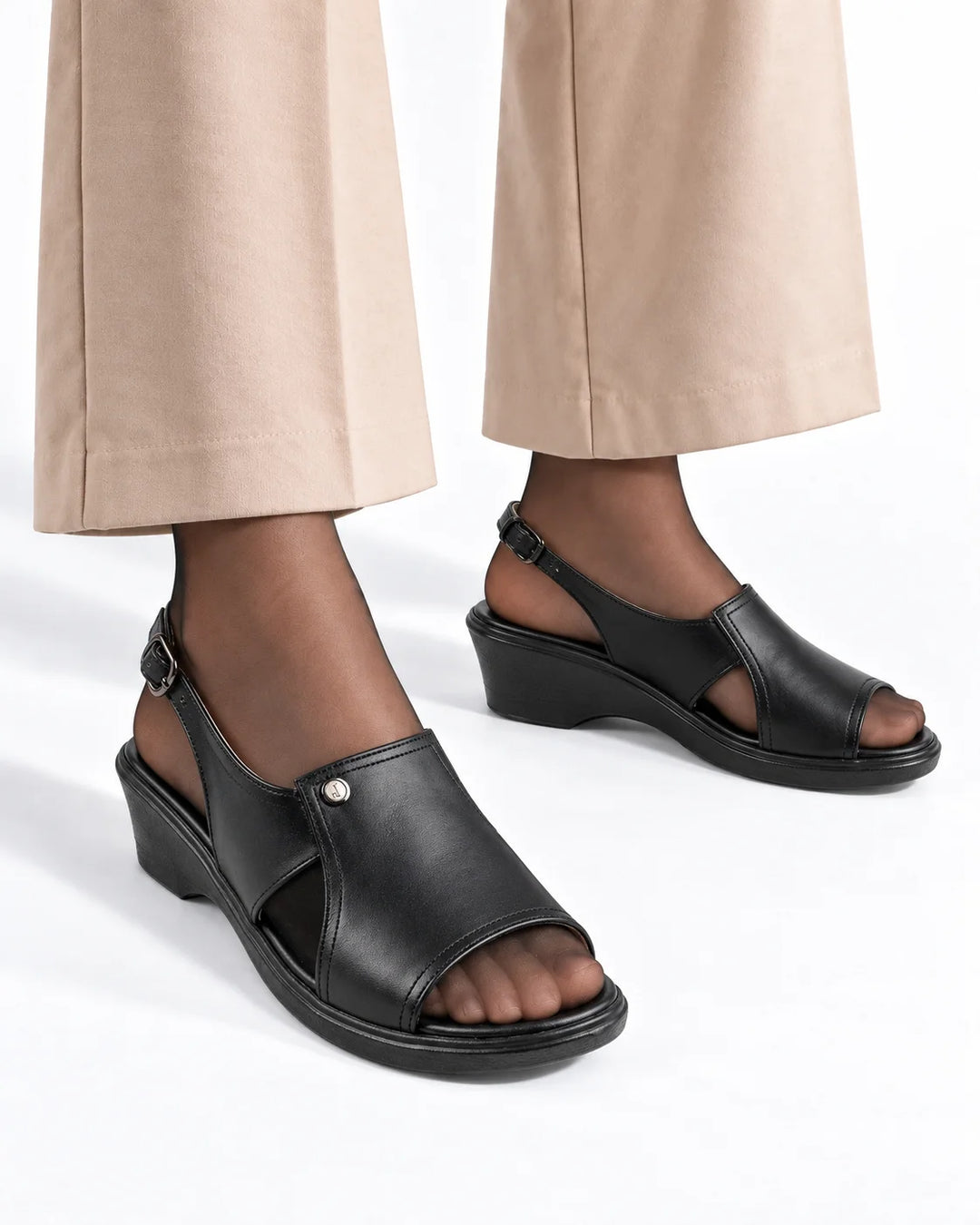 9099 Women Leather Sabot – Comfortable 3cm Heel Everyday Shoes