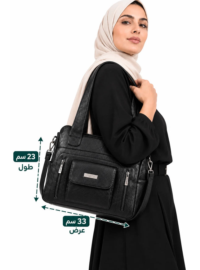 شنطة كتف حريمي كبيرة موديل M200 بحزام كروس جلد مستورد – شنطة عملية يومية 