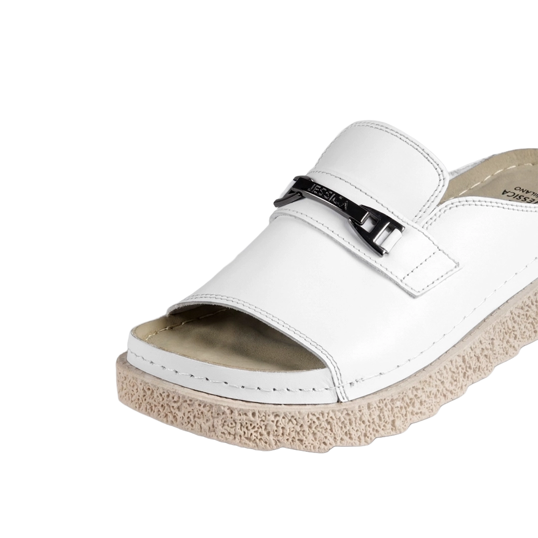 Jessica Z17 Women's Genuine Leather Clogs – Comfortable Walking Shoes for Wide Feet