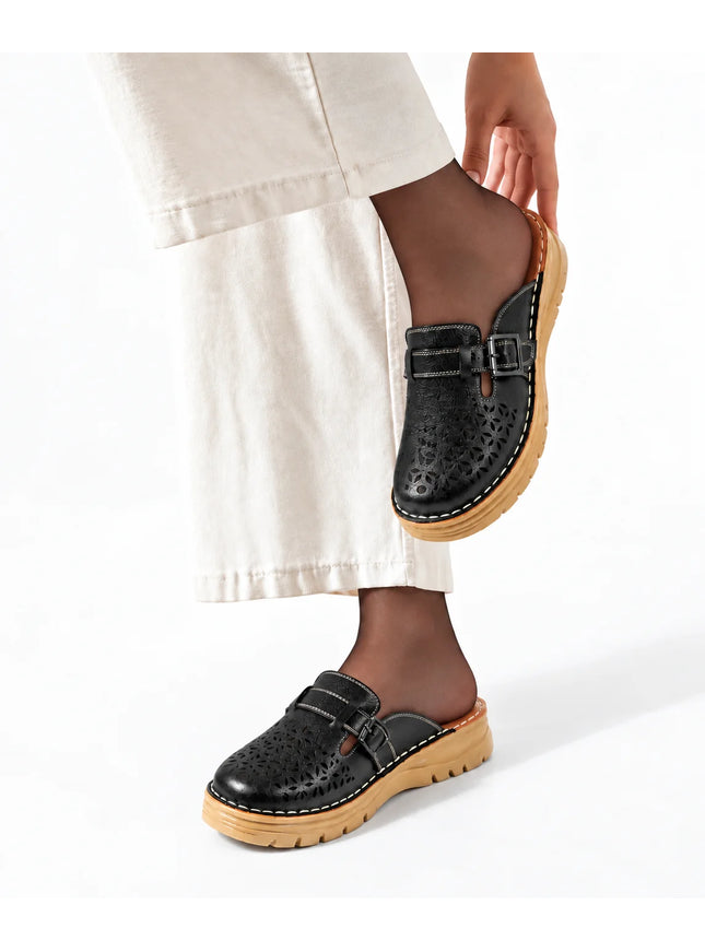206 Women Genuine Leather Medical Clogs – Comfortable Orthopedic Walking Shoes